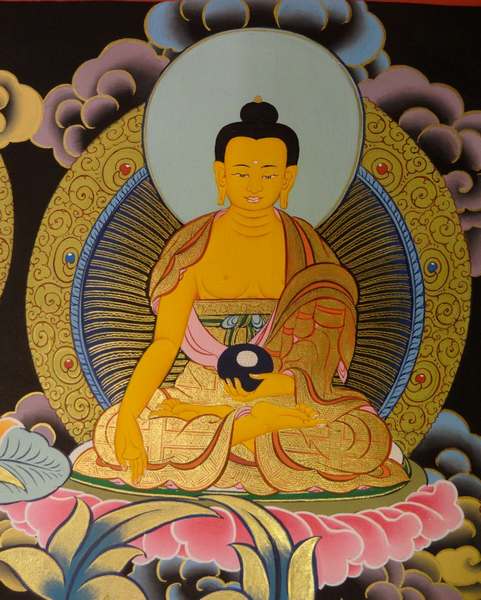 [hq] Tibetan Thangka Of Big Manjushri, [24k Real Gold]