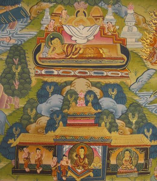 Tibetan Thangka Of Buddha Life Story, [24k Real Gold]