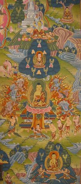 Tibetan Thangka Of Buddha Life Story, [24k Real Gold]