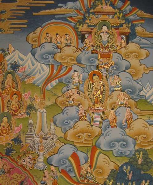 Tibetan Thangka Of Buddha Life Story, [24k Real Gold]