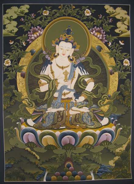 Tibetan Thangka Of Dorje Sempa, [24k Real Gold]