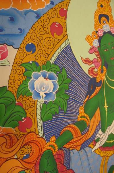 Tibetan Thangka Of Green Tara