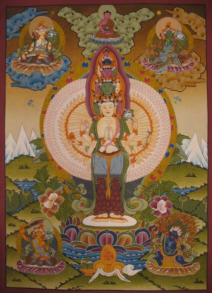 Tibetan Thangka Of Lokeshvara