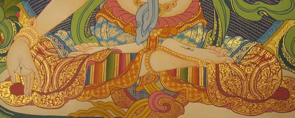 Tibetan Thangka Of White Tara, [24k Real Gold]