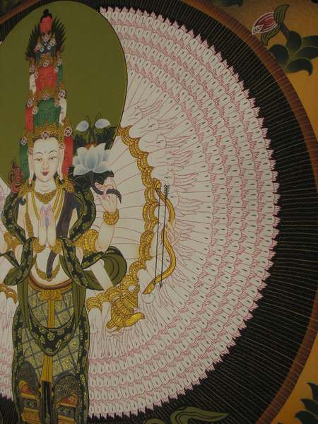 Tibetan Thangka Of Lokeshvara, [24k Real Gold]