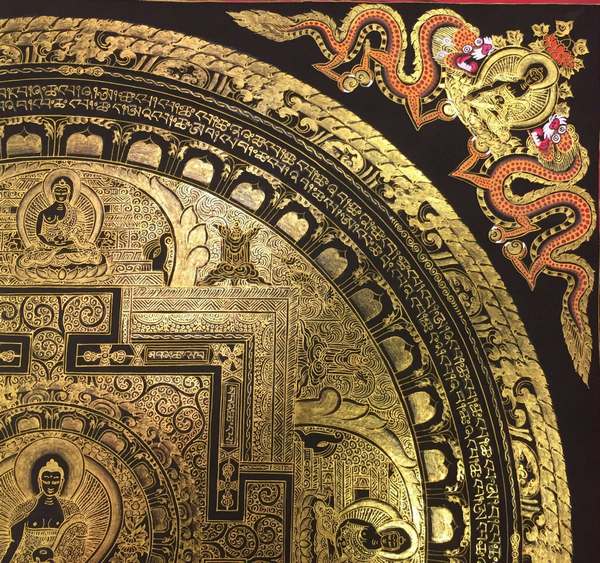 Tibetan Thangka Of Shakyamuni Mandala, [24k Real Gold]