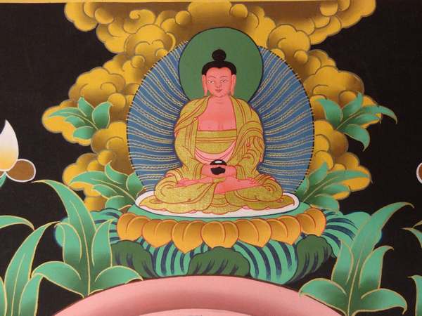 Tibetan Thangka Of White Tara, [24k Real Gold]