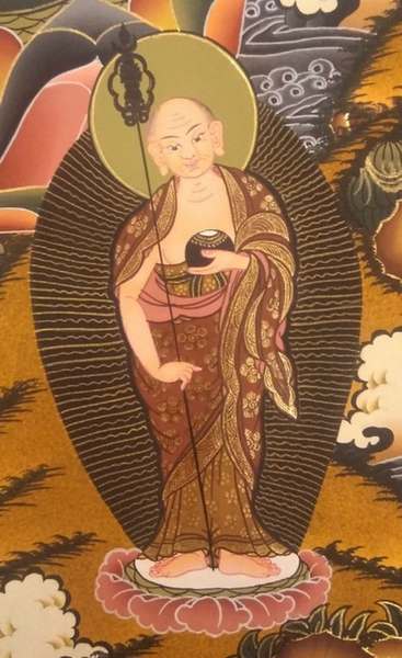 Tibetan Thangka Of Shakyamuni, [24k Real Gold]