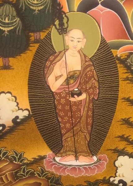 Tibetan Thangka Of Shakyamuni, [24k Real Gold]