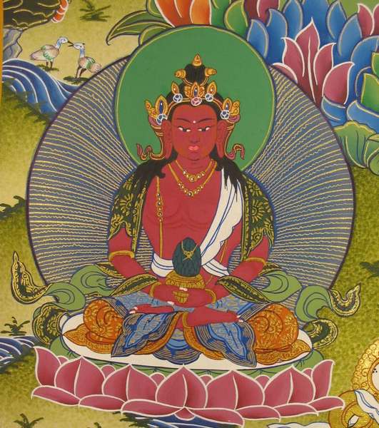 Tibetan Thangka Of White Tara, [24k Real Gold]