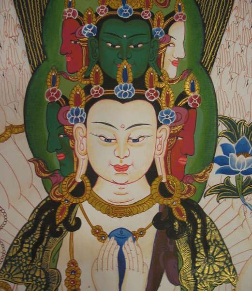 Tibetan Thangka Of Lokeshvara, [24k Real Gold]