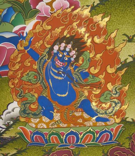 Tibetan Thangka Of Lokeshvara, [24k Real Gold]