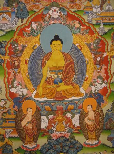 Tibetan Thangka Of Buddha Life Story, [24k Real Gold]