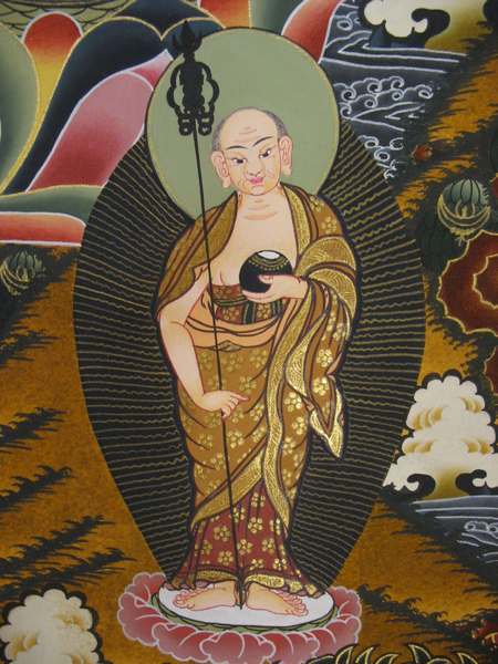 Tibetan Thangka Of Shakyamuni, [24k Real Gold]