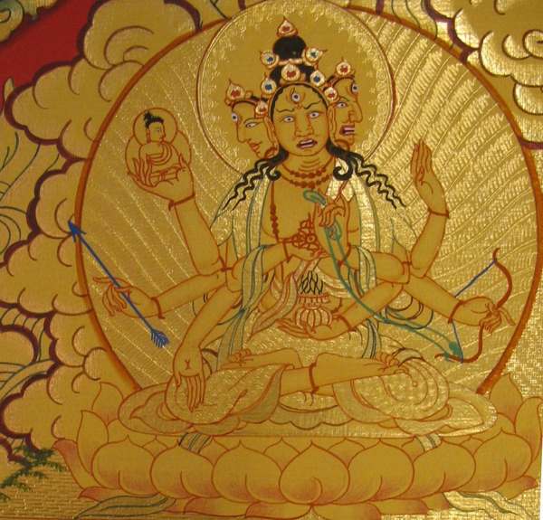 [hq] Tibetan Thangka Of Big [white Tara] Mandala, [24k Real Gold]