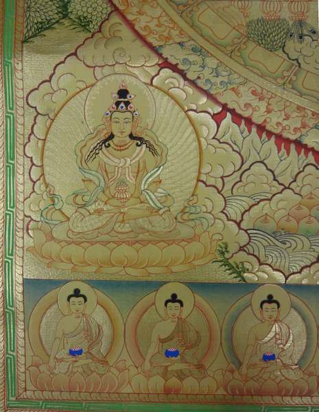 [hq] Tibetan Thangka Of Big [white Tara] Mandala, [24k Real Gold]