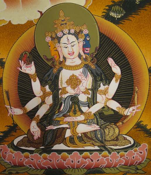 Tibetan Thangka Of White Tara, [24k Real Gold]