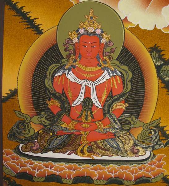 Tibetan Thangka Of White Tara, [24k Real Gold]