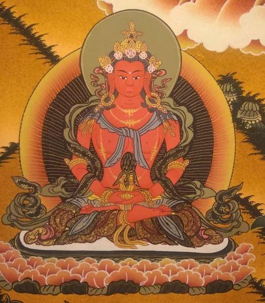 Tibetan Thangka Of White Tara, [24k Real Gold]