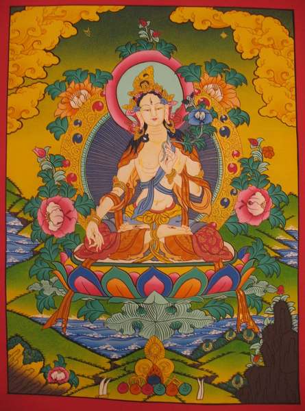 Tibetan Thangka Of White Tara