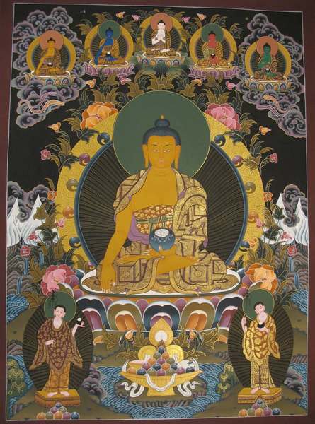 [hq] Tibetan Thangka Of Shakyamuni, [24k Real Gold]