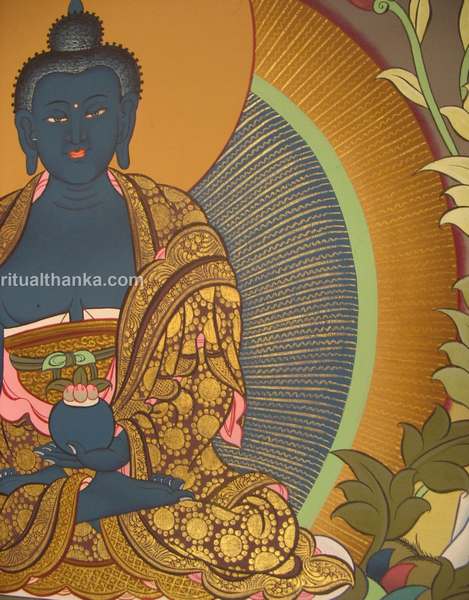 Tibetan Thangka Of Medicine Buddha