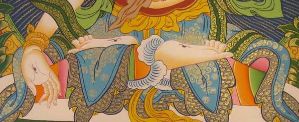 Tibetan Thangka Of White Tara, [24k Real Gold]