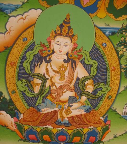 Tibetan Thangka Of White Tara, [24k Real Gold]