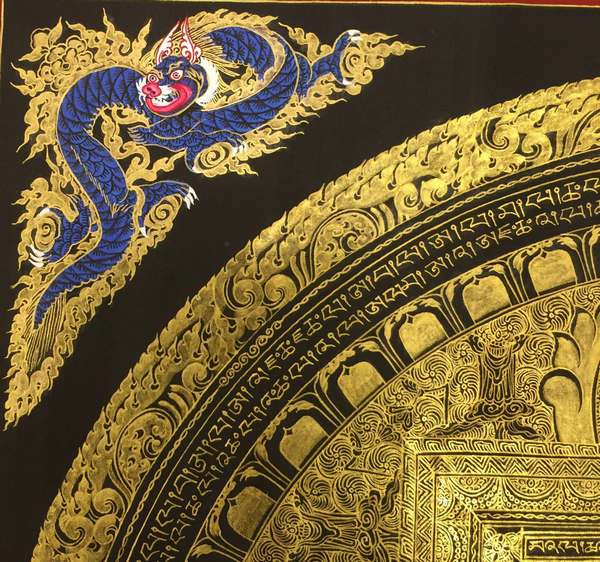 Tibetan Thangka Of Lokeshvara Mandala, [24k Real Gold]