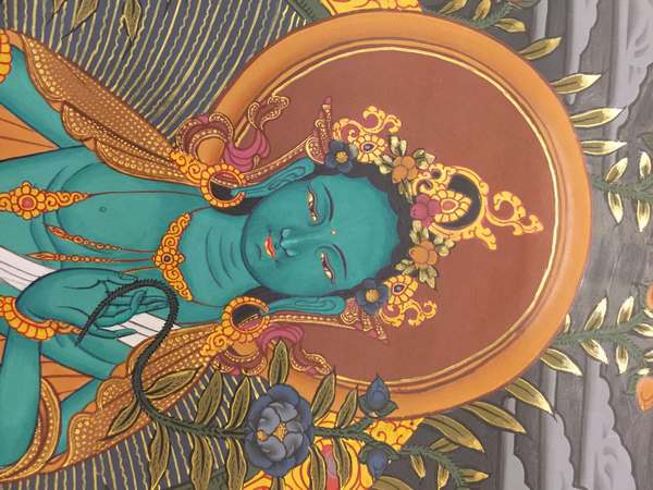 Tibetan Thangka Of Green Tara