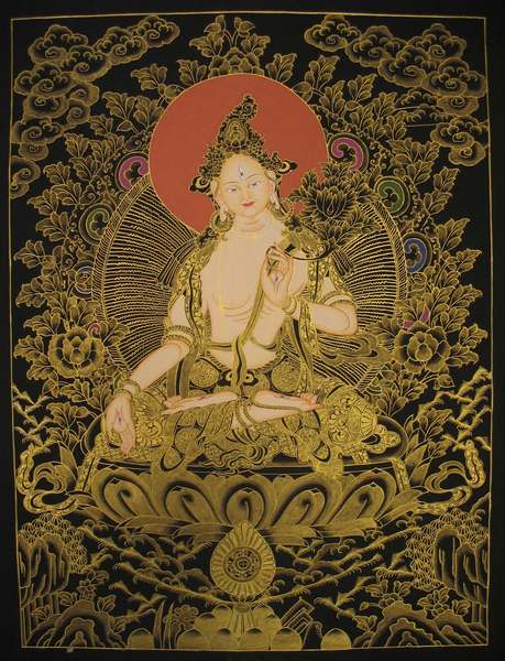 Tibetan Thangka Of White Tara