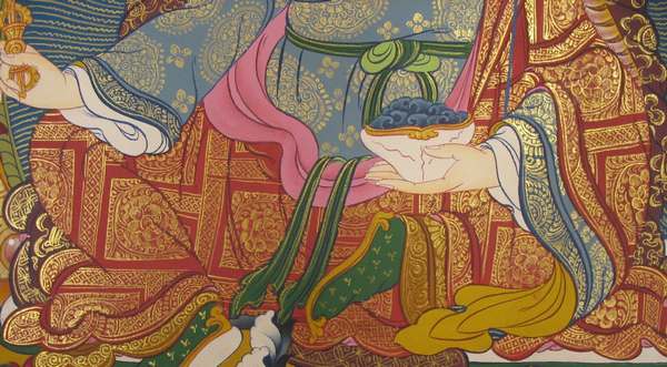 Tibetan Thangka Of Guru Rinpoche, [24k Real Gold]