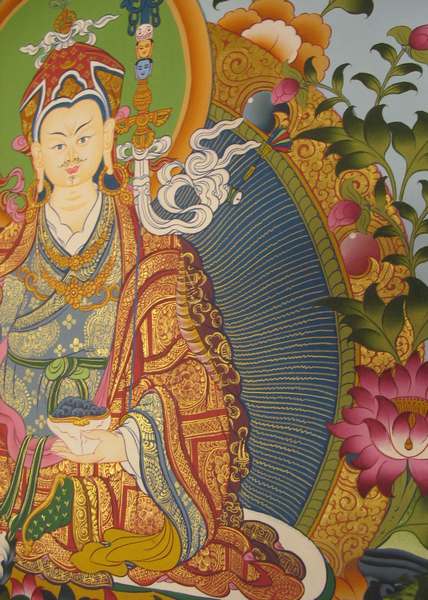 Tibetan Thangka Of Guru Rinpoche, [24k Real Gold]