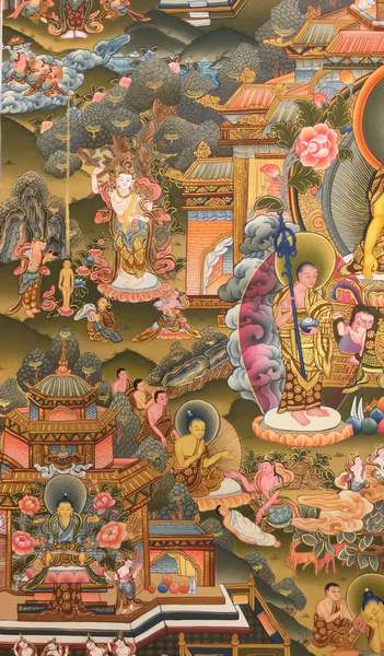 [master Quality] Tibetan Thangka Of Buddha Life Story, [24k Real Gold], [rare Find]