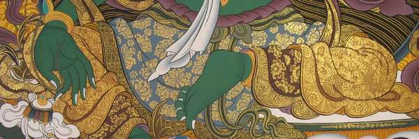 [hq] Tibetan Thangka Of Green Tara, [24k Real Gold]