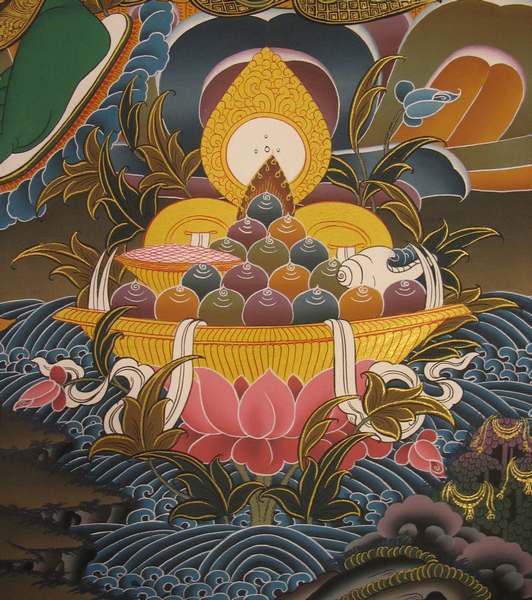 [hq] Tibetan Thangka Of Green Tara, [24k Real Gold]