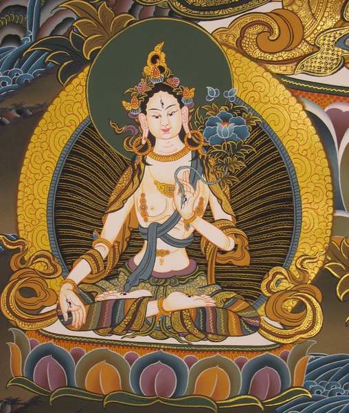 [hq] Tibetan Thangka Of Amitayus, [24k Real Gold]