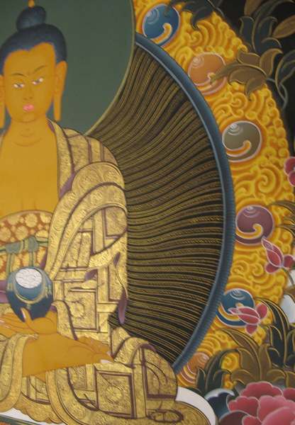 [hq] Tibetan Thangka Of Shakyamuni, [24k Real Gold]