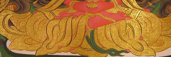 Tibetan Thangka Of Amitayus, [24k Real Gold]