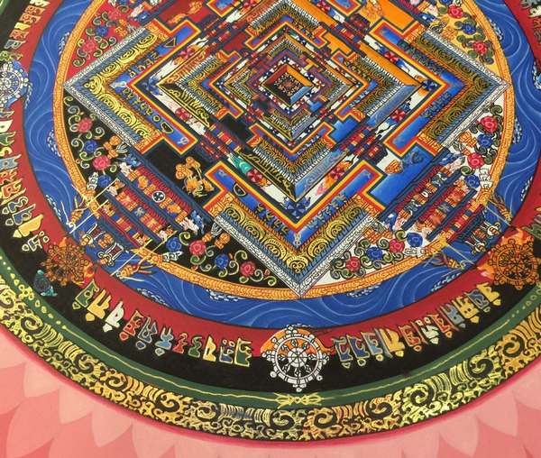 Tibetan Thangka Of Lotus Kalachakra Mandala