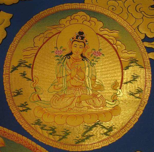 [master Quality] Tibetan Thangka Of Manjushri, [24k Real Gold]