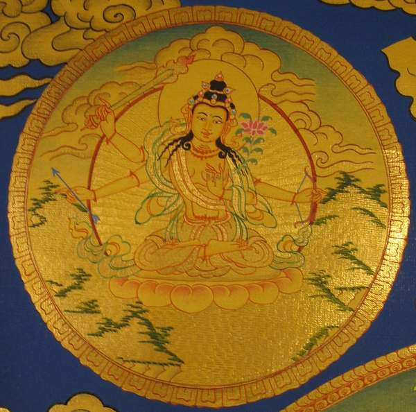 [master Quality] Tibetan Thangka Of Manjushri, [24k Real Gold]