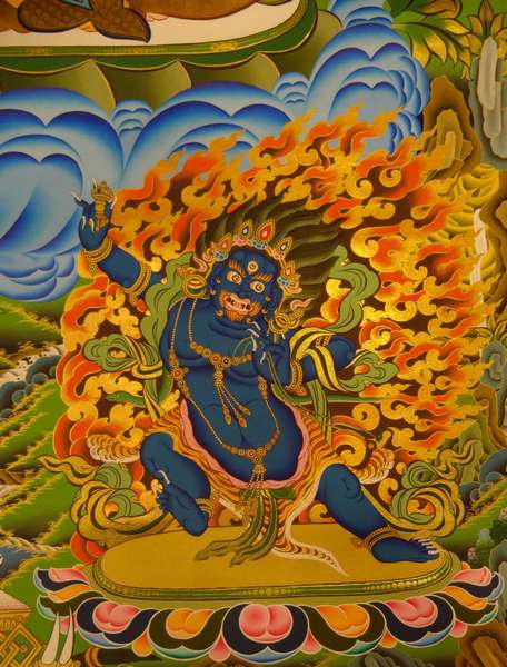 [master Quality] Tibetan Thangka Of Big Chenrezig, [24k Real Gold], Three Great Bodhisattvas