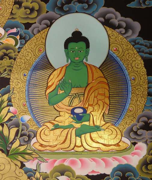 [master Quality] Tibetan Thangka Of Big Chenrezig, [24k Real Gold], Three Great Bodhisattvas