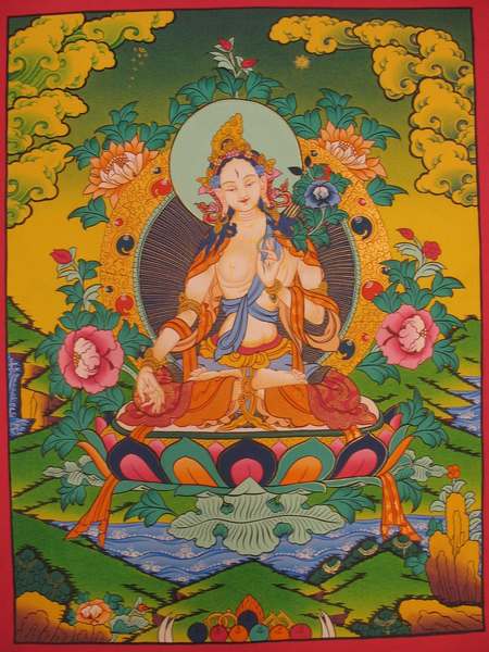 Tibetan Thangka Of White Tara