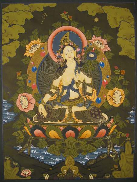 Tibetan Thangka Of White Tara