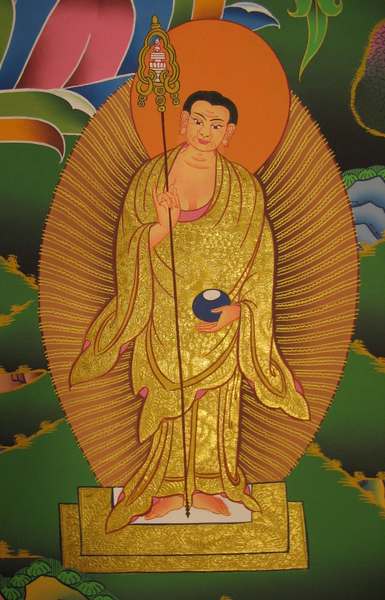 Tibetan Thangka Of Shakyamuni, [24k Real Gold]