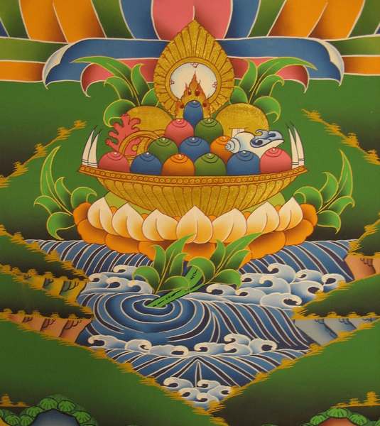 Tibetan Thangka Of Shakyamuni, [24k Real Gold]