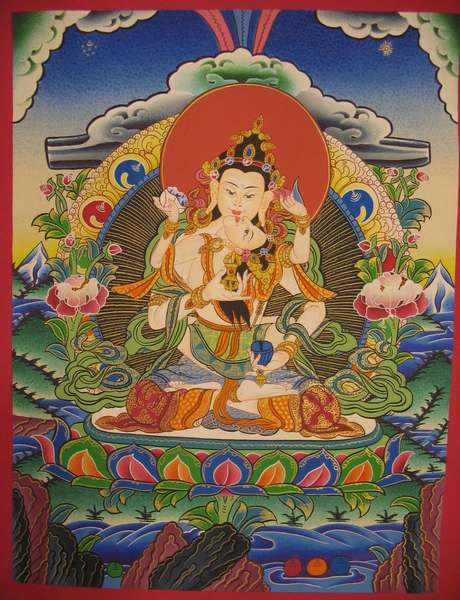 Tibetan Thangka Of Dorje Sempa Yab Yum