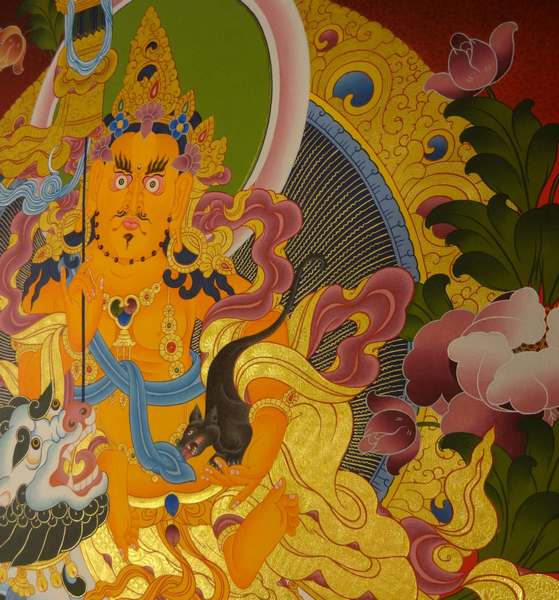 Tibetan Thangka Of Namtose, [24k Real Gold]